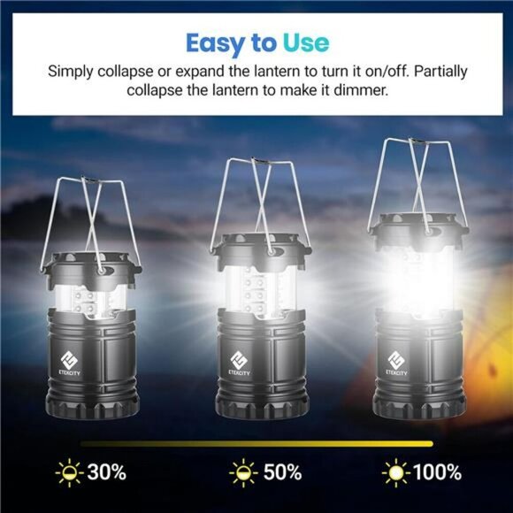 LED Camping Lanterns 4 Pack Battery Powered Lights for Emergency Hurricane - Picture 4 of 7